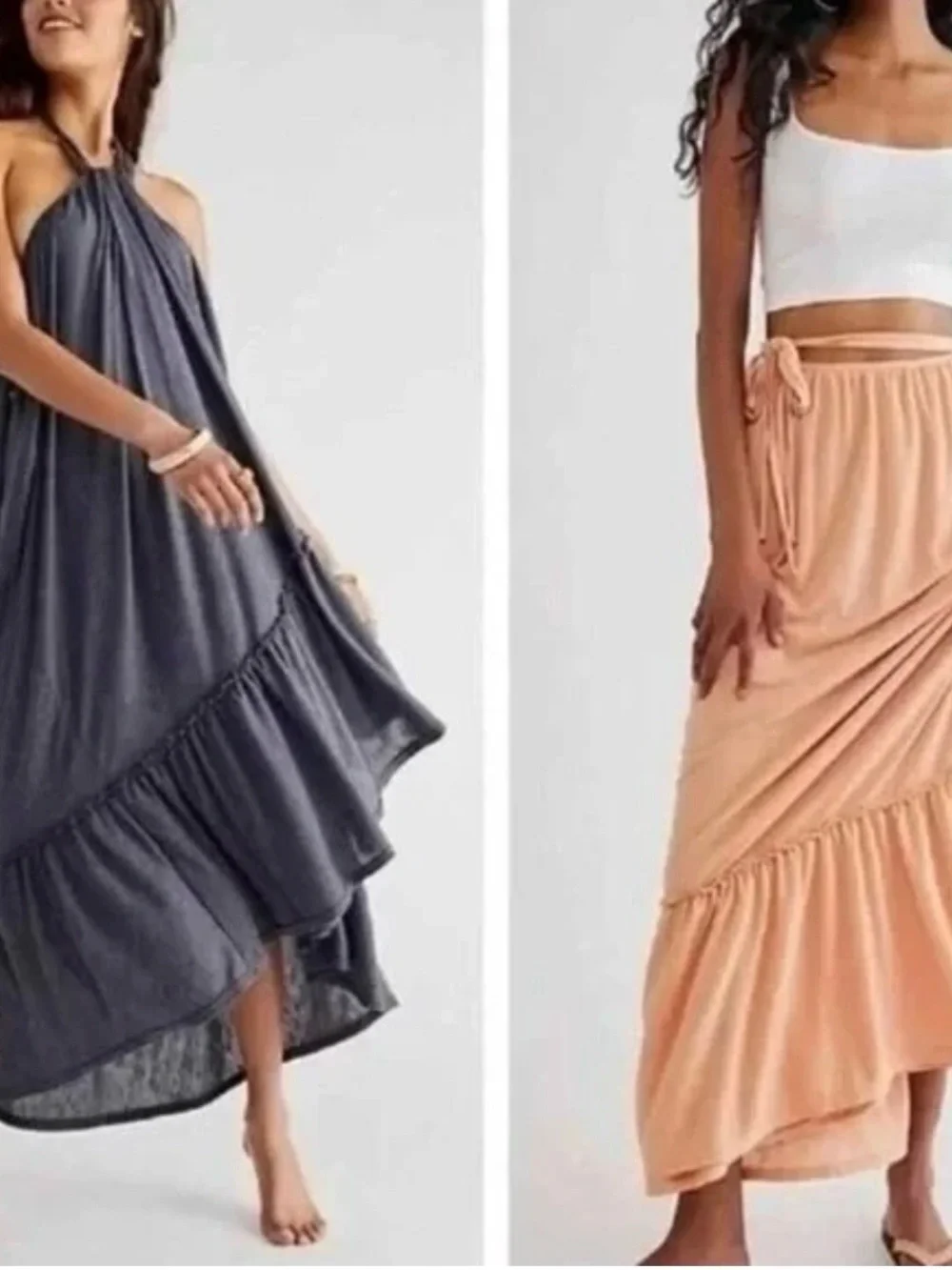Free People Beach Women’s grey fibbed convertible maxi skirt/dress NWT size S